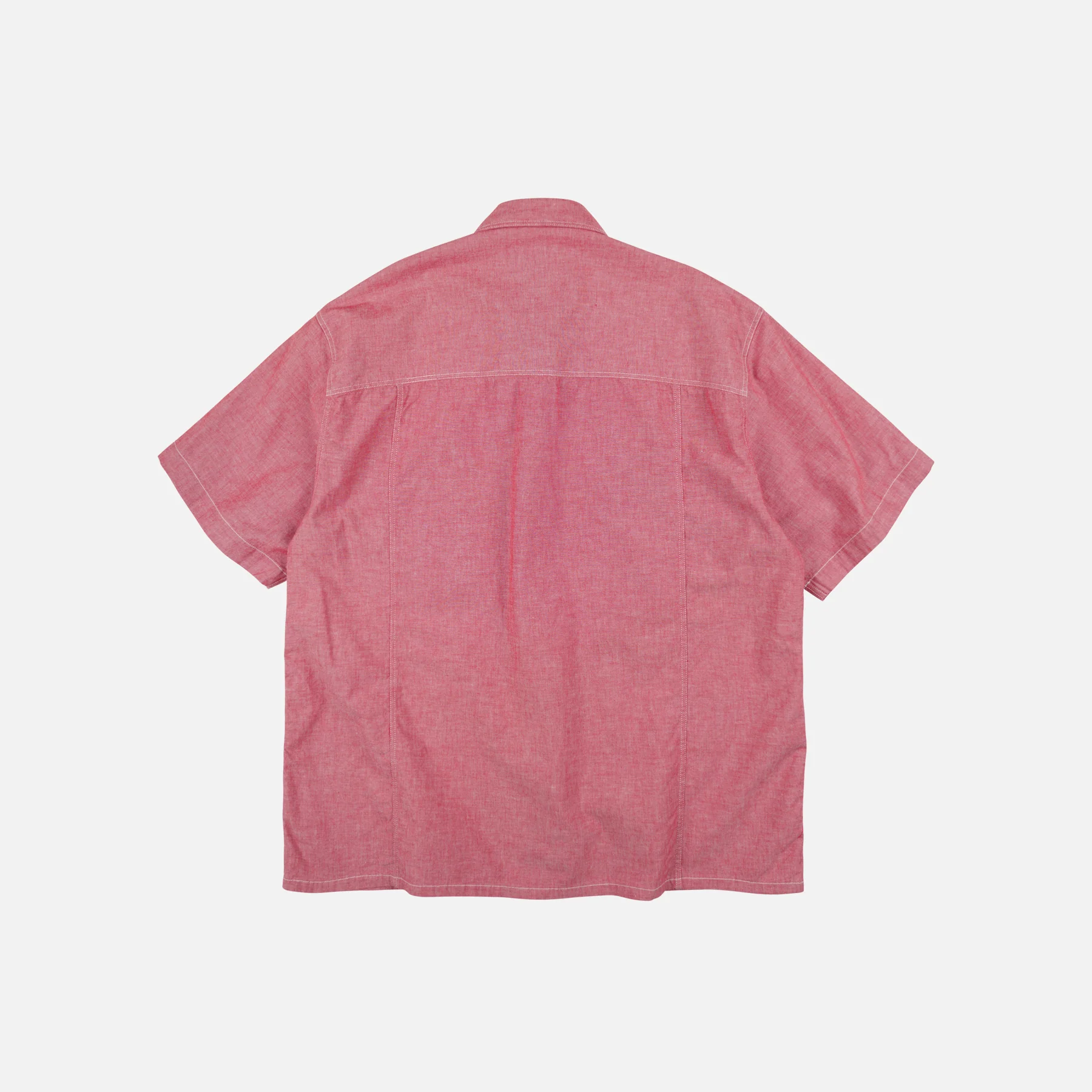 CHAMBRAY BIG POCKET HALF SHIRT - RED - Image 2