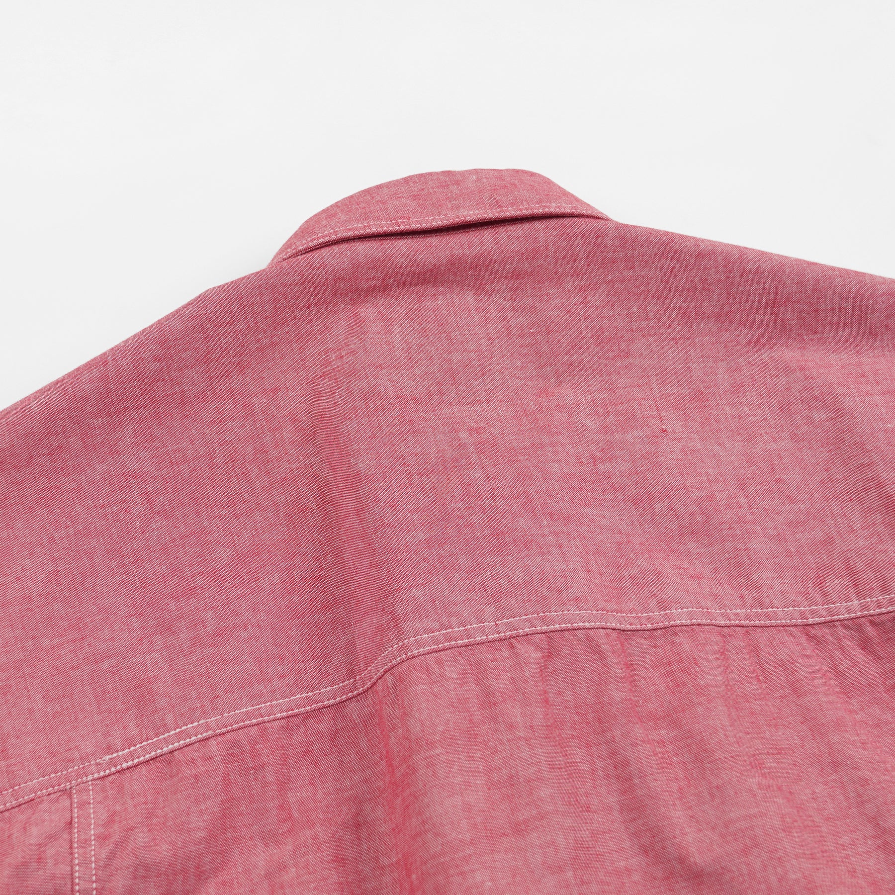 CHAMBRAY BIG POCKET HALF SHIRT - RED - Image 6