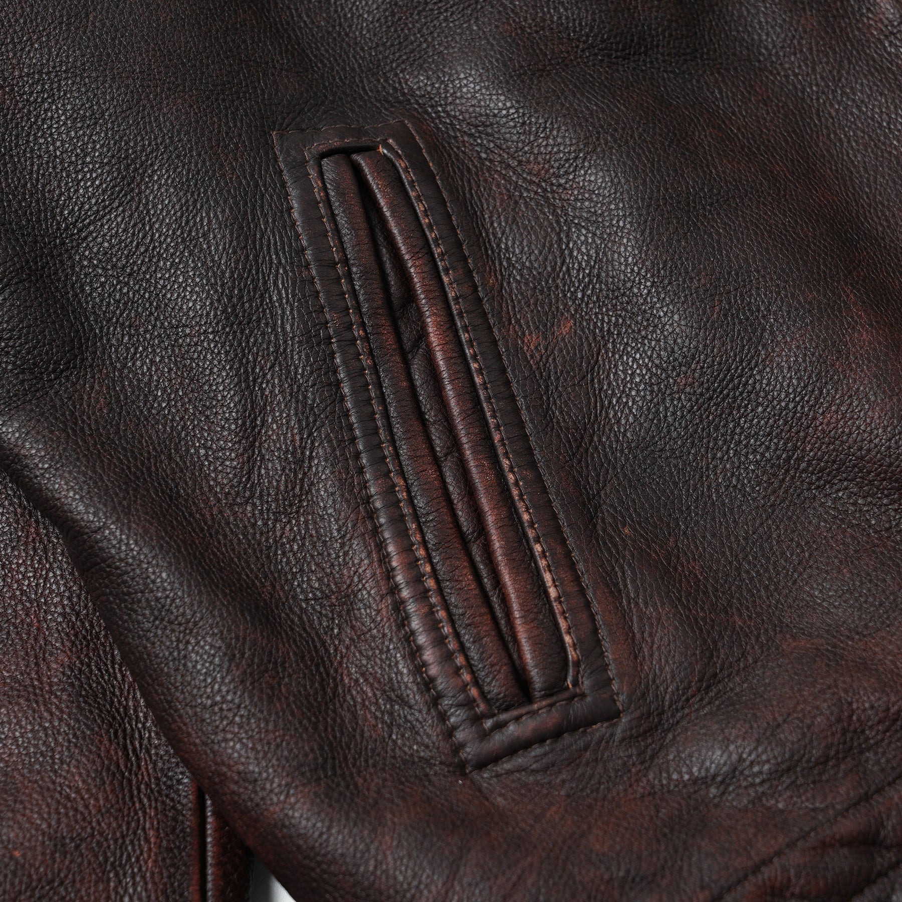 DESTROYED COWHIDE LEATHER JACKET -  BROWN - Image 6