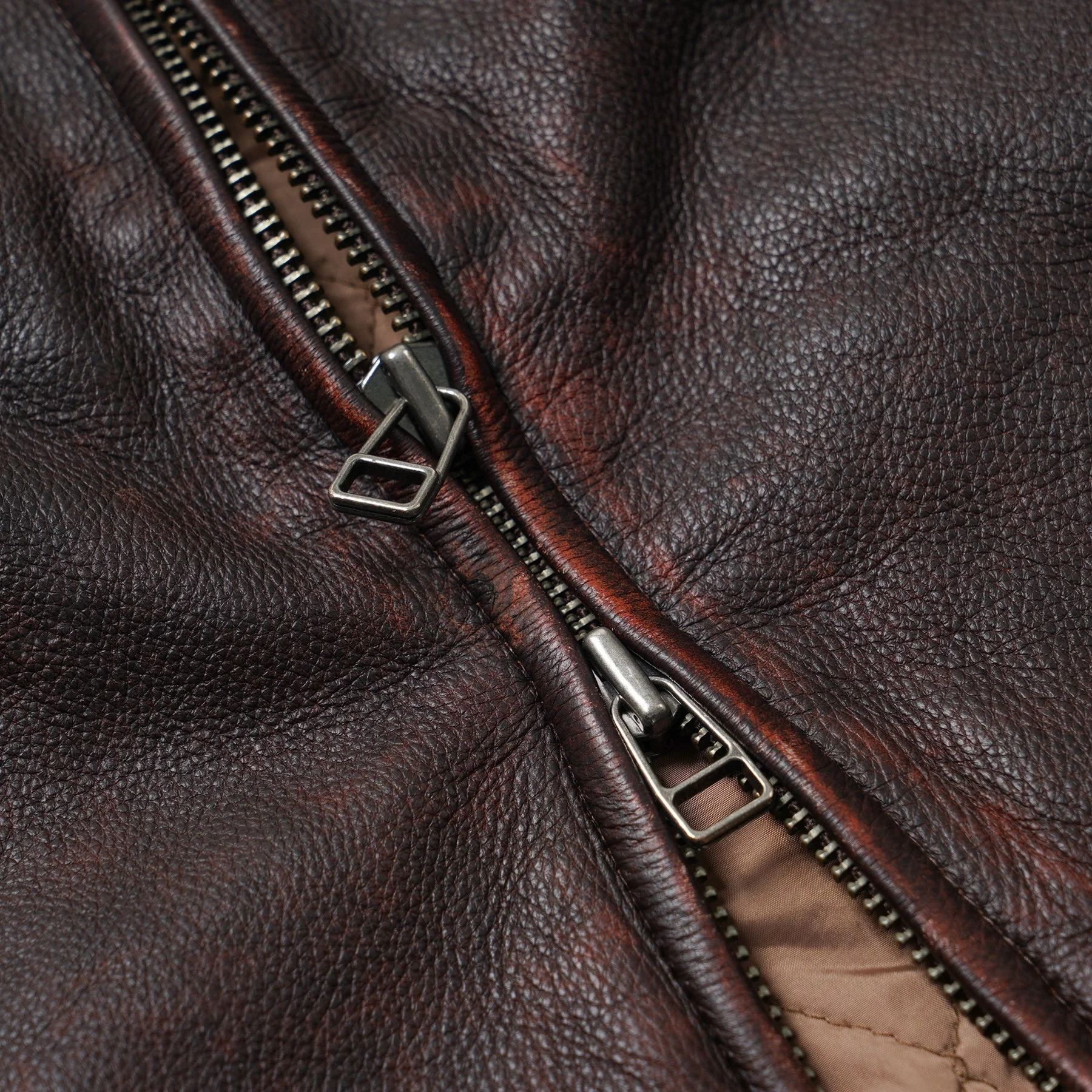 DESTROYED COWHIDE LEATHER JACKET -  BROWN - Image 7