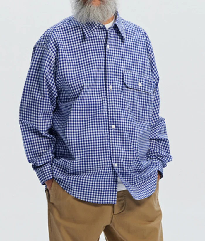 EASE GINGHAM CHECK SHIRT - BLUE - Image 3
