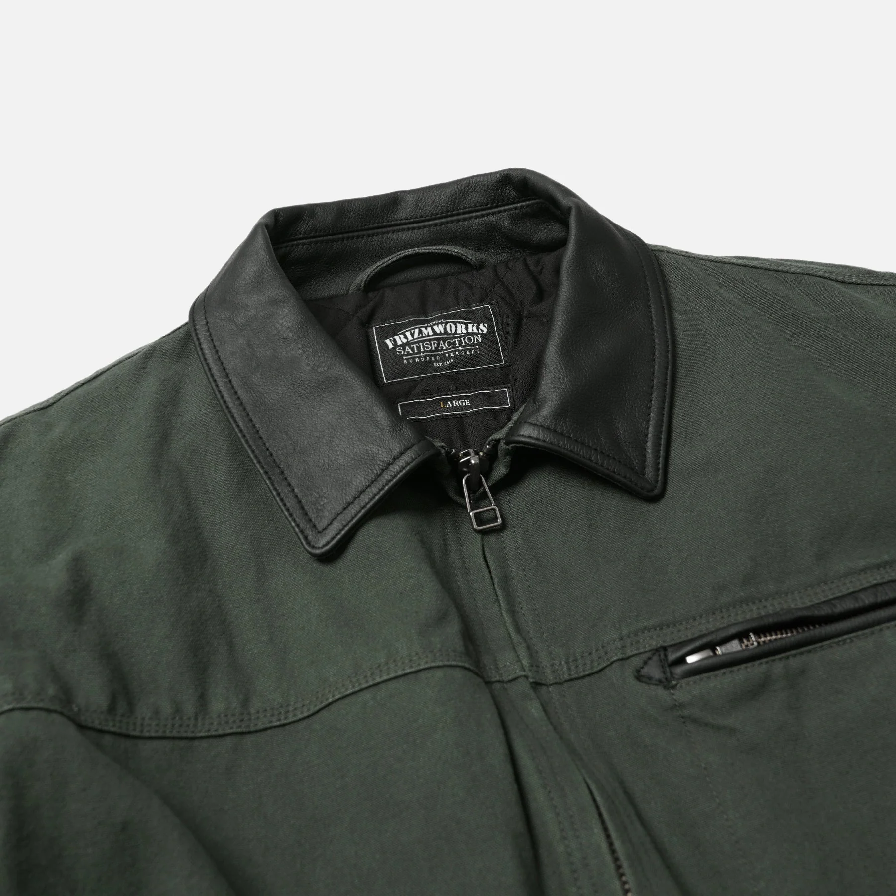 HEAVY CANVAS DESTROYED WORK JACKET - OLIVE - Image 4