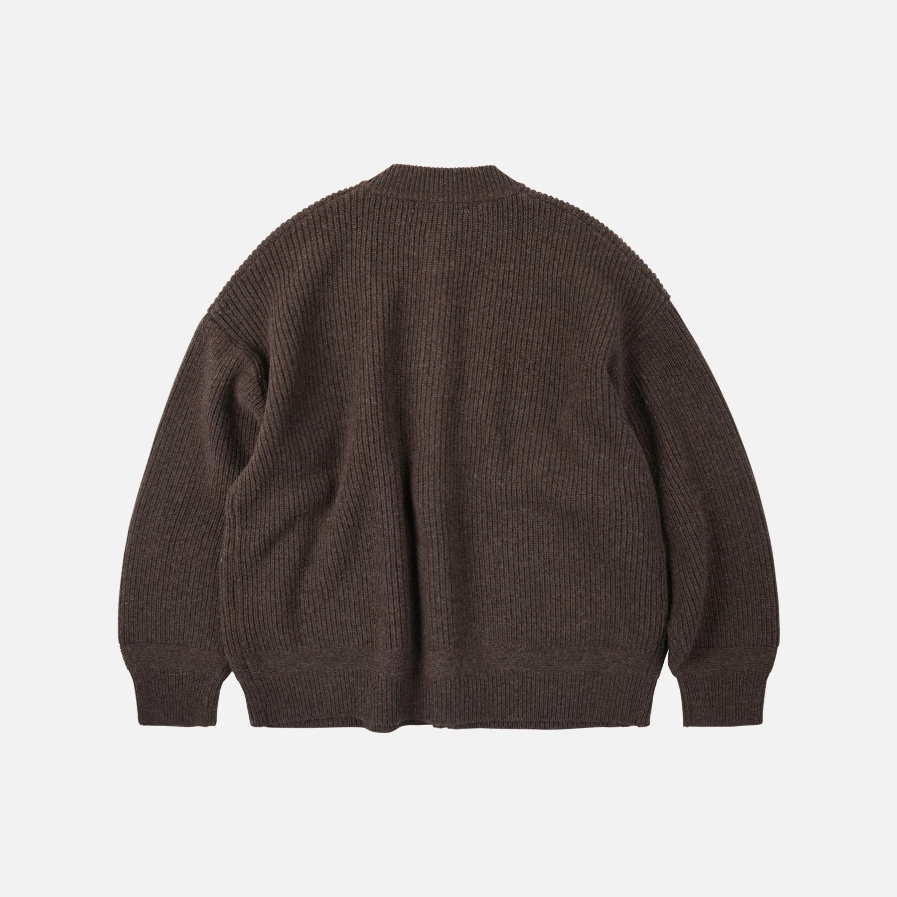 HEAVY WOOL ROUND CARDIGAN - CHOCO BROWN - Image 3