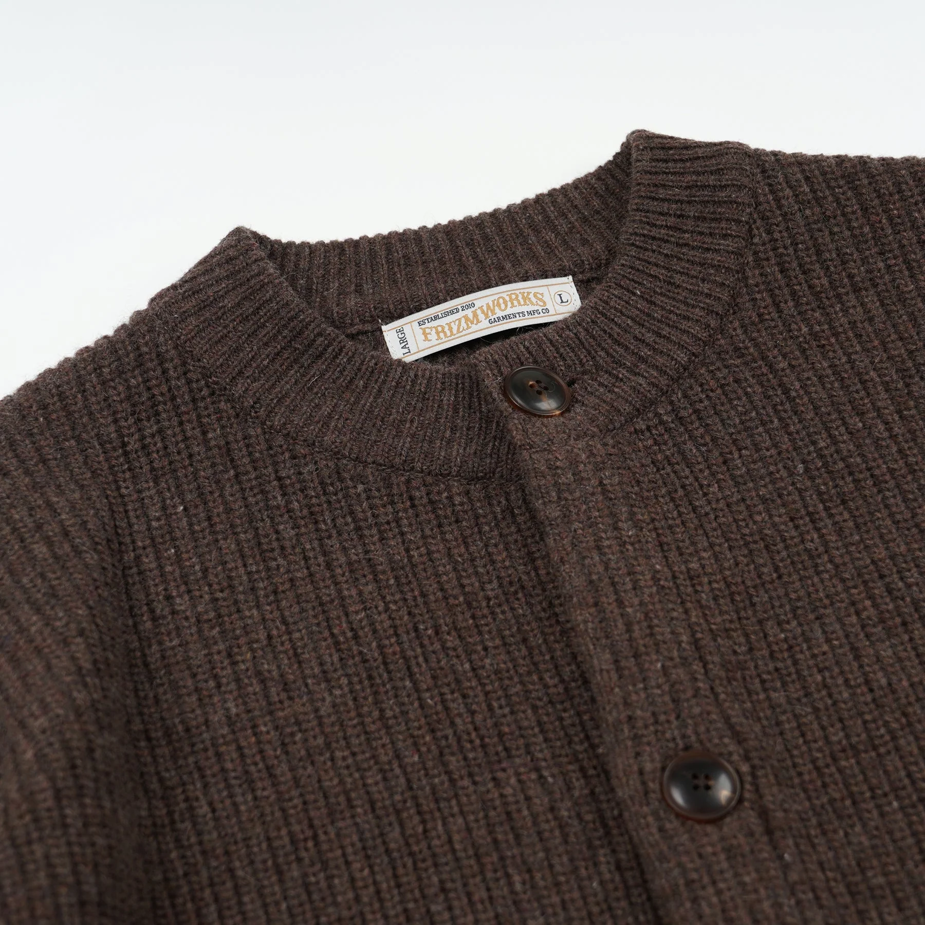 HEAVY WOOL ROUND CARDIGAN - CHOCO BROWN - Image 4