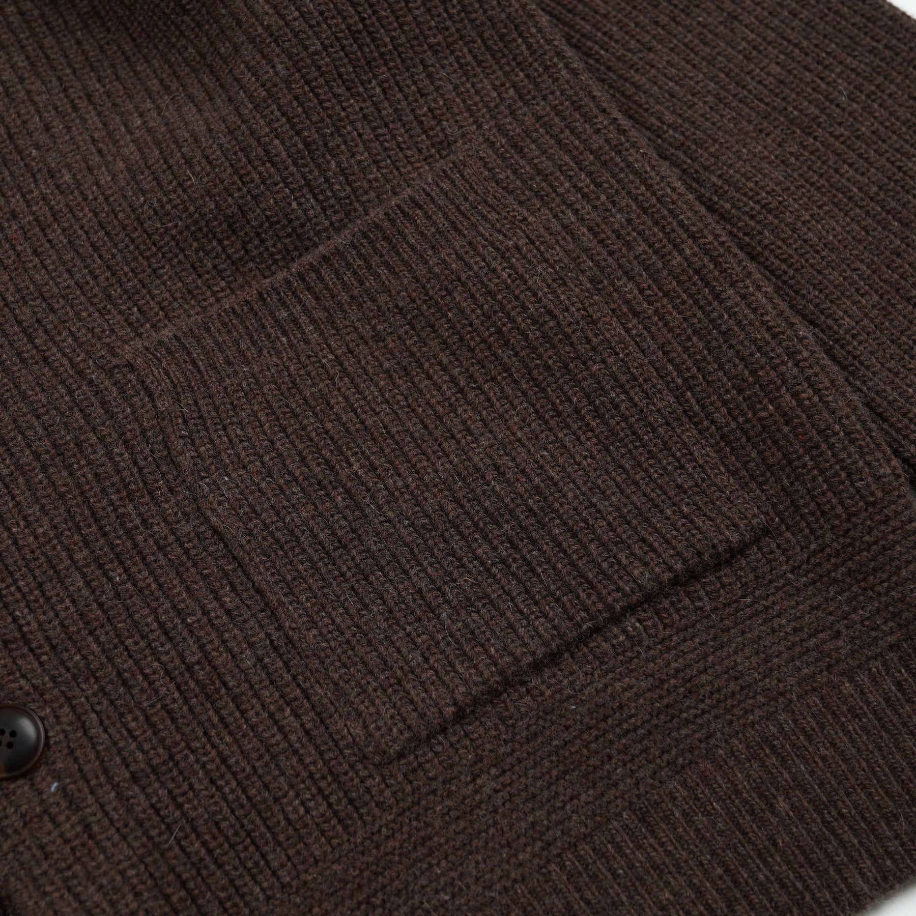 HEAVY WOOL ROUND CARDIGAN - CHOCO BROWN - Image 5