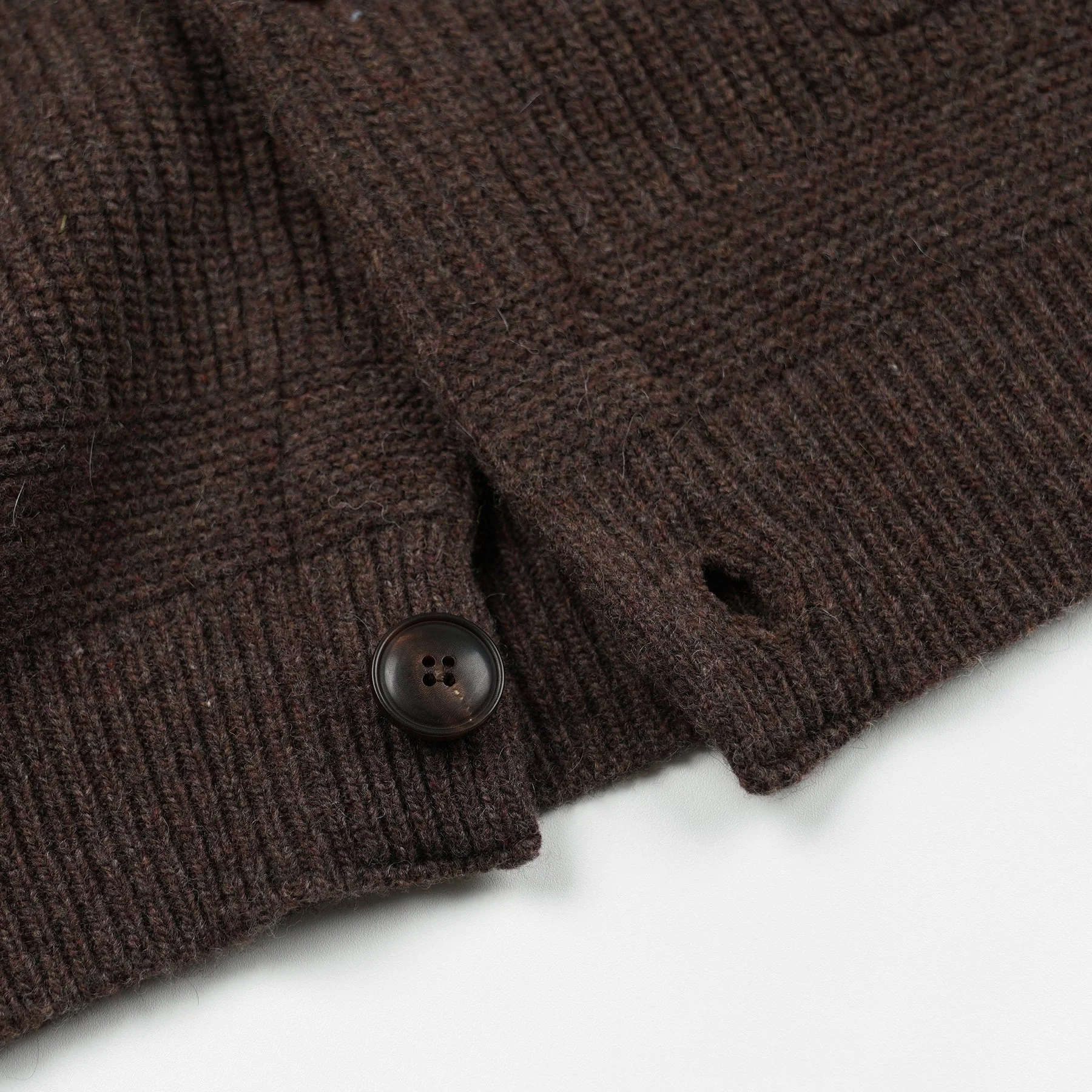 HEAVY WOOL ROUND CARDIGAN - CHOCO BROWN - Image 7