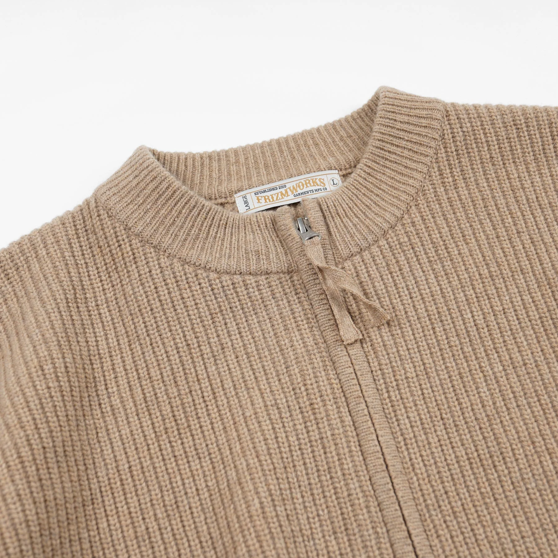 WOOL DECK ZIP UP CARDIGAN - OATMEAL - Image 3