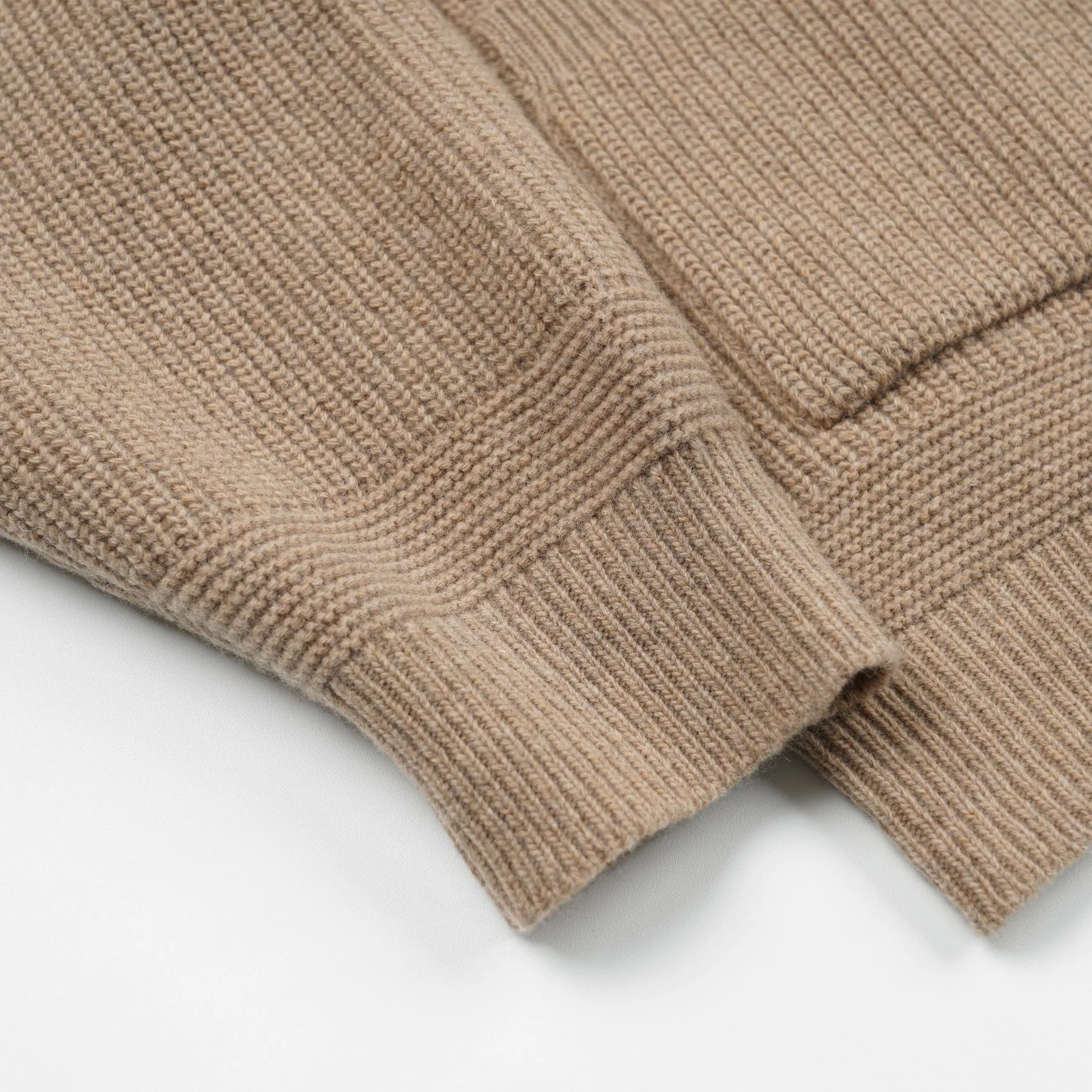 WOOL DECK ZIP UP CARDIGAN - OATMEAL - Image 6