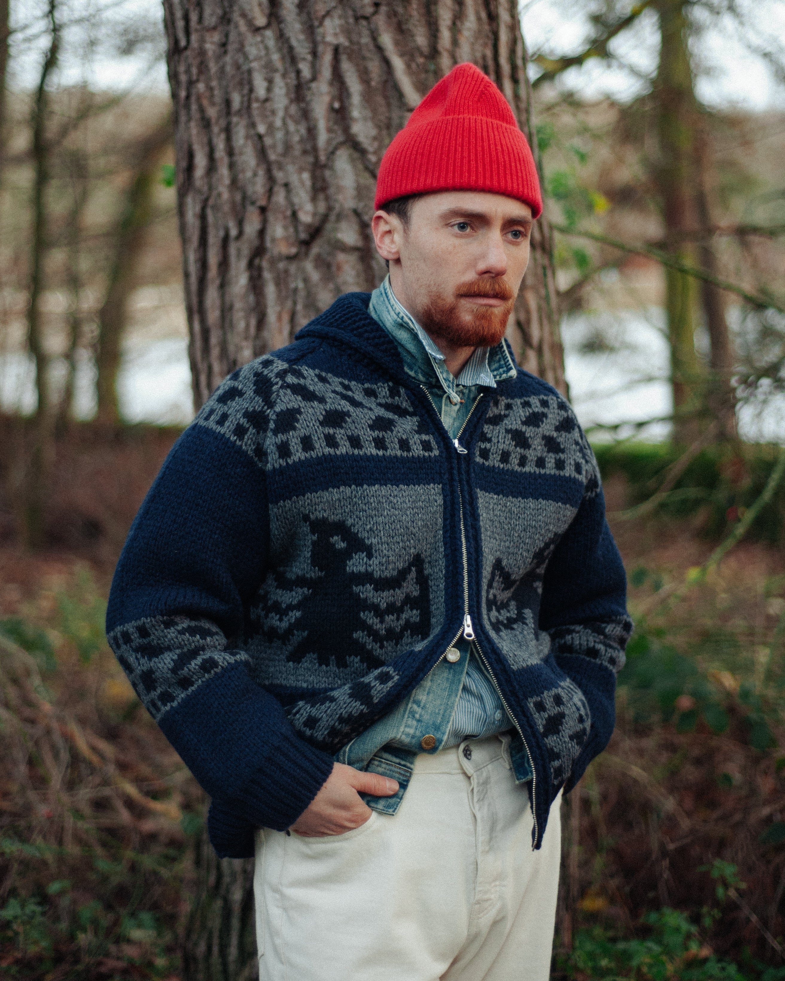 THUNDERBIRD COWICHAN CARDIGAN - NAVY - Image 10