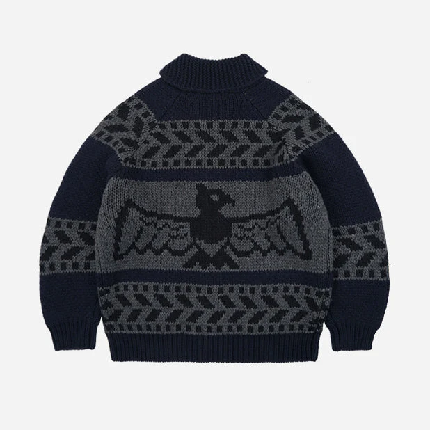 THUNDERBIRD COWICHAN CARDIGAN - NAVY - Image 3