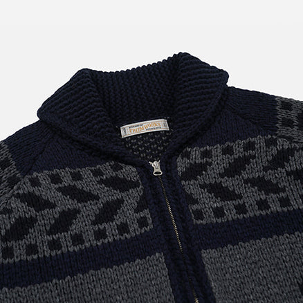 THUNDERBIRD COWICHAN CARDIGAN - NAVY - Image 4