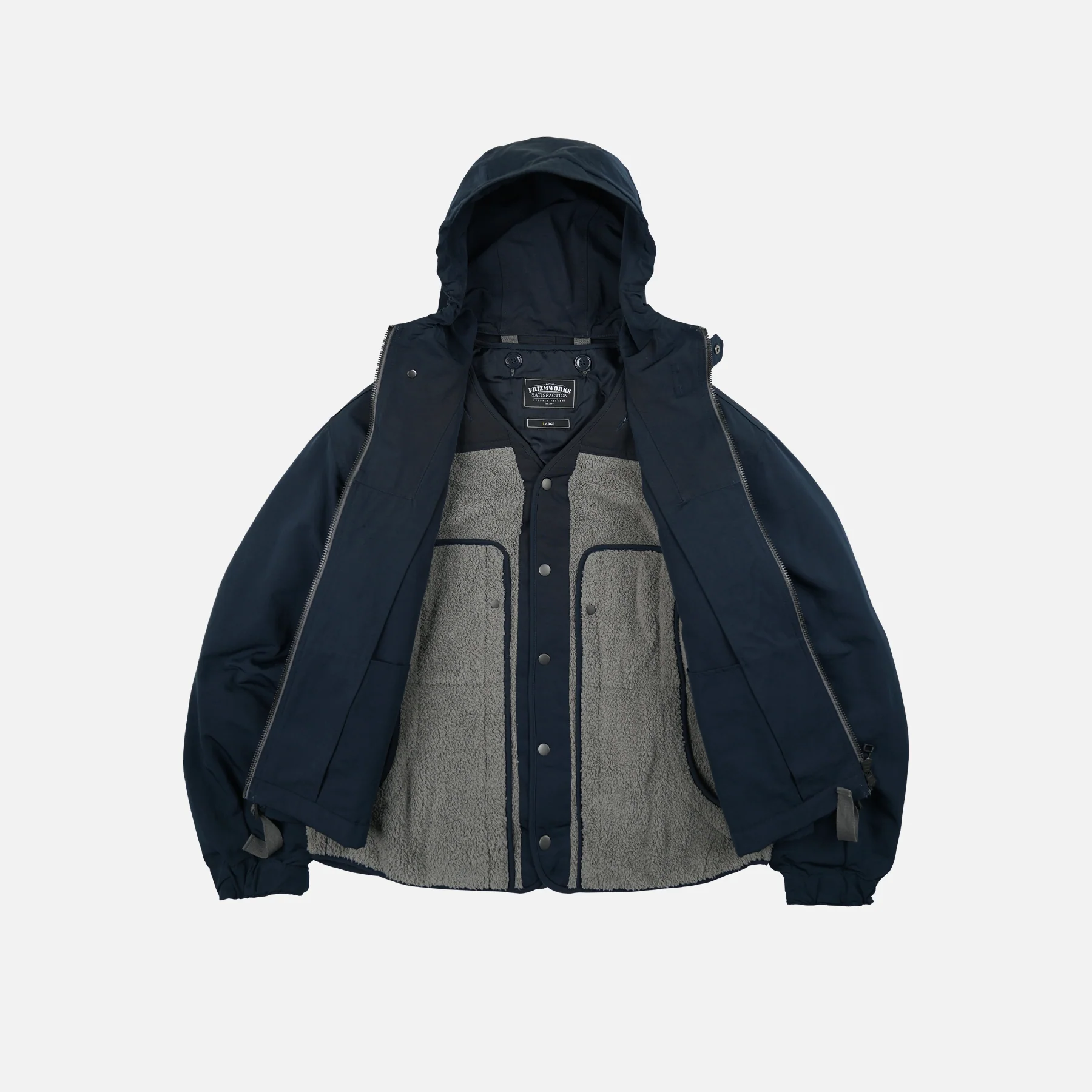SMOCK 2 IN 1 HOODED PARKA JACKET - NAVY - Image 2