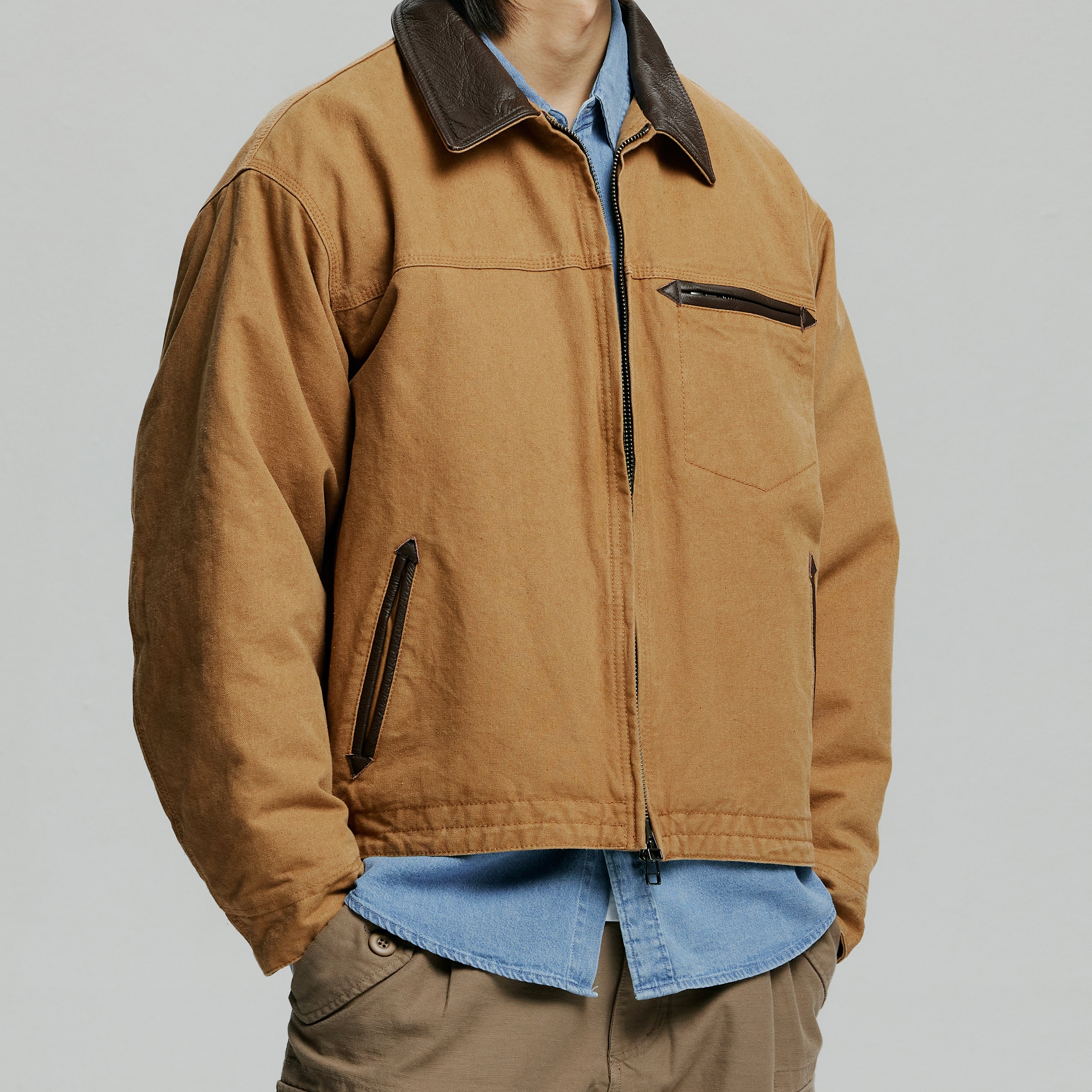 HEAVY CANVAS DESTROYED WORK JACKET - TAN - Image 12