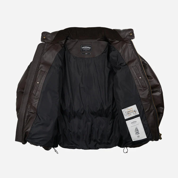 SNOWDON LEATHER DOWN JACKET - BROWN - Image 3