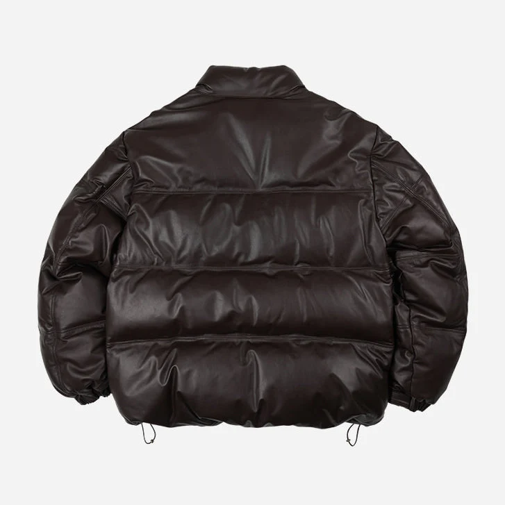 SNOWDON LEATHER DOWN JACKET - BROWN - Image 4