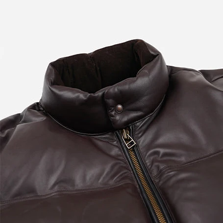 SNOWDON LEATHER DOWN JACKET - BROWN - Image 5