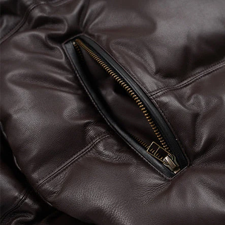 SNOWDON LEATHER DOWN JACKET - BROWN - Image 7