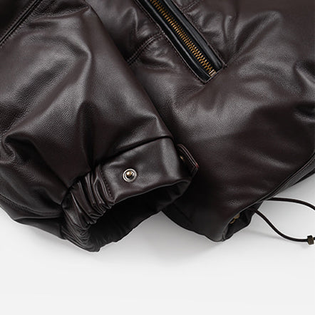 SNOWDON LEATHER DOWN JACKET - BROWN - Image 8