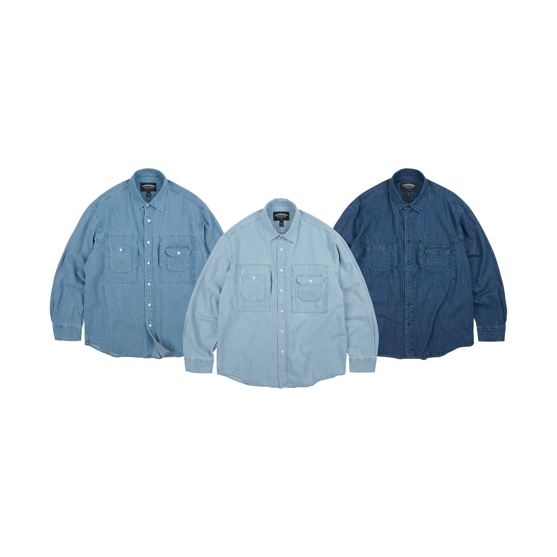 BLEACHED DENIM UTILITY SHIRT - LIGHT BLUE - Image 9