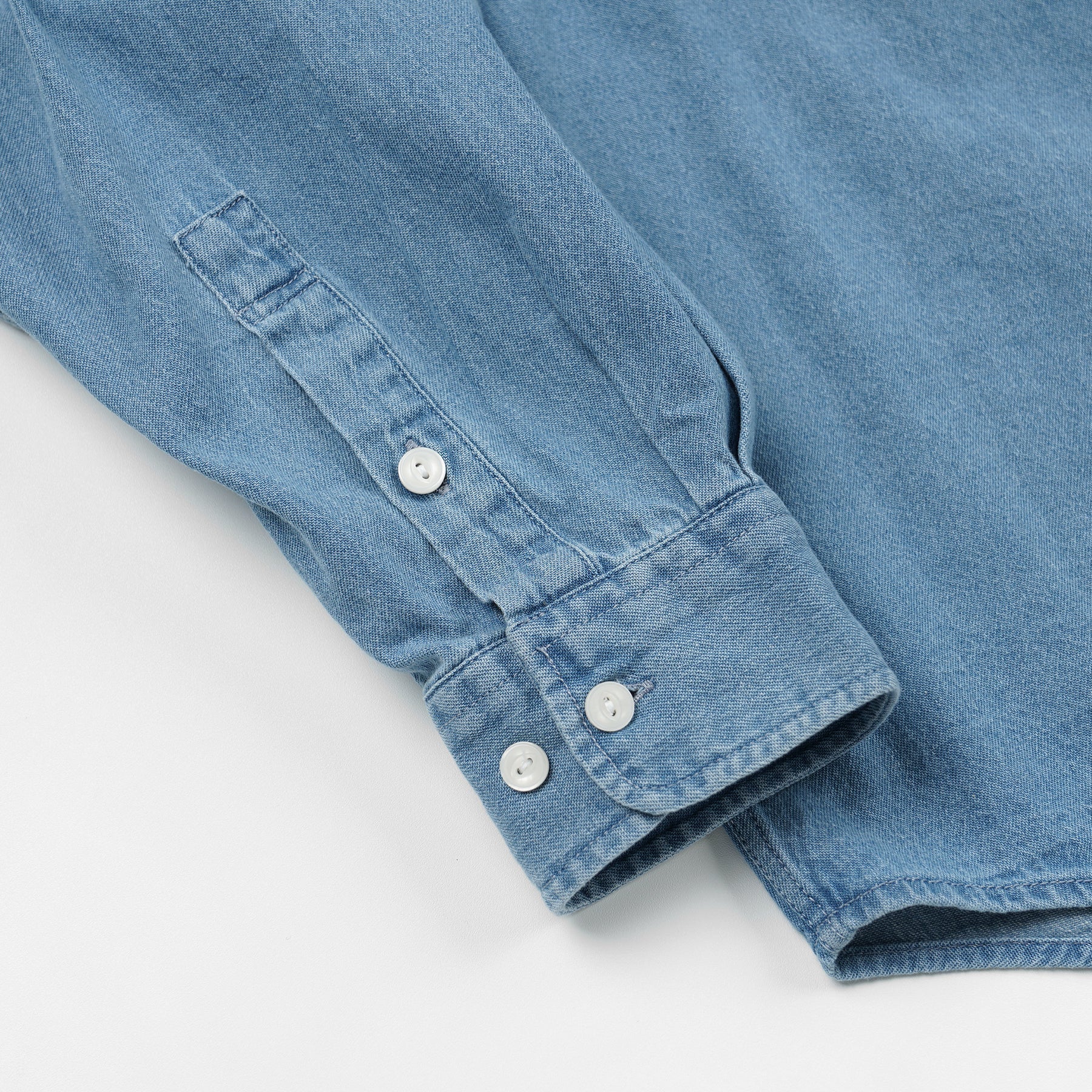 BLEACHED DENIM UTILITY SHIRT - MID BLUE - Image 11