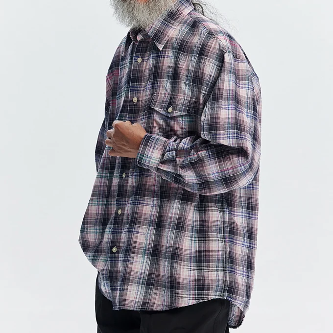 UNEVEN CHECKED SHIRT - PINK - Image 3