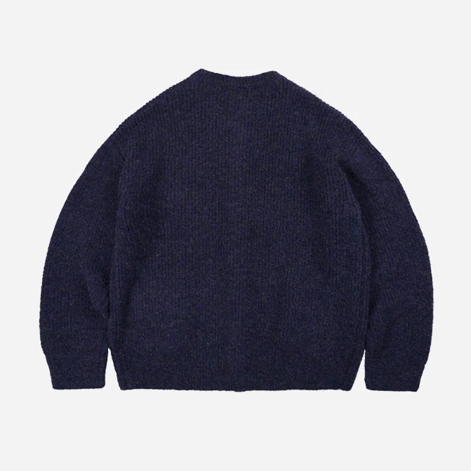 BRUSHED WOOL ROUND CARDIGAN - PURPLE - Image 3