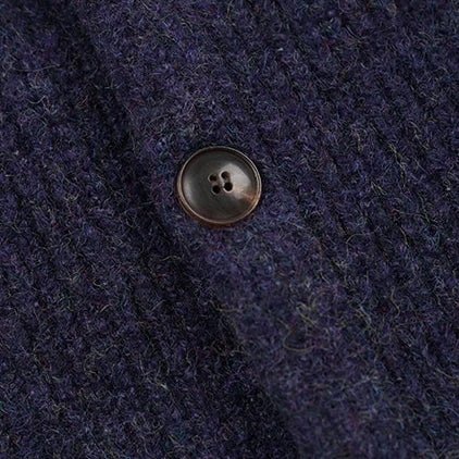 BRUSHED WOOL ROUND CARDIGAN - PURPLE - Image 4