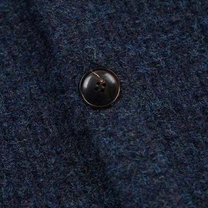 BRUSHED WOOL ROUND CARDIGAN - INDIGO - Image 4