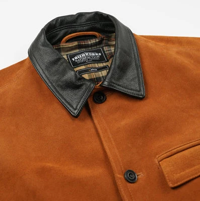 SUEDE FRENCH CAR COAT - CAMEL - Image 4
