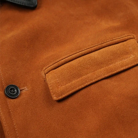 SUEDE FRENCH CAR COAT - CAMEL - Image 6