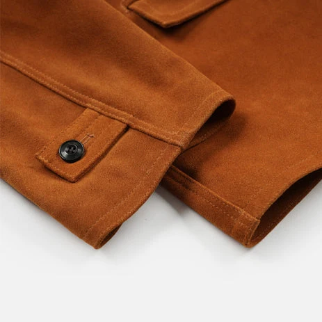SUEDE FRENCH CAR COAT - CAMEL - Image 7