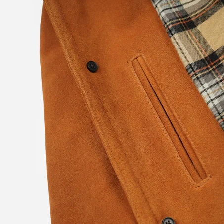 SUEDE FRENCH CAR COAT - CAMEL - Image 9