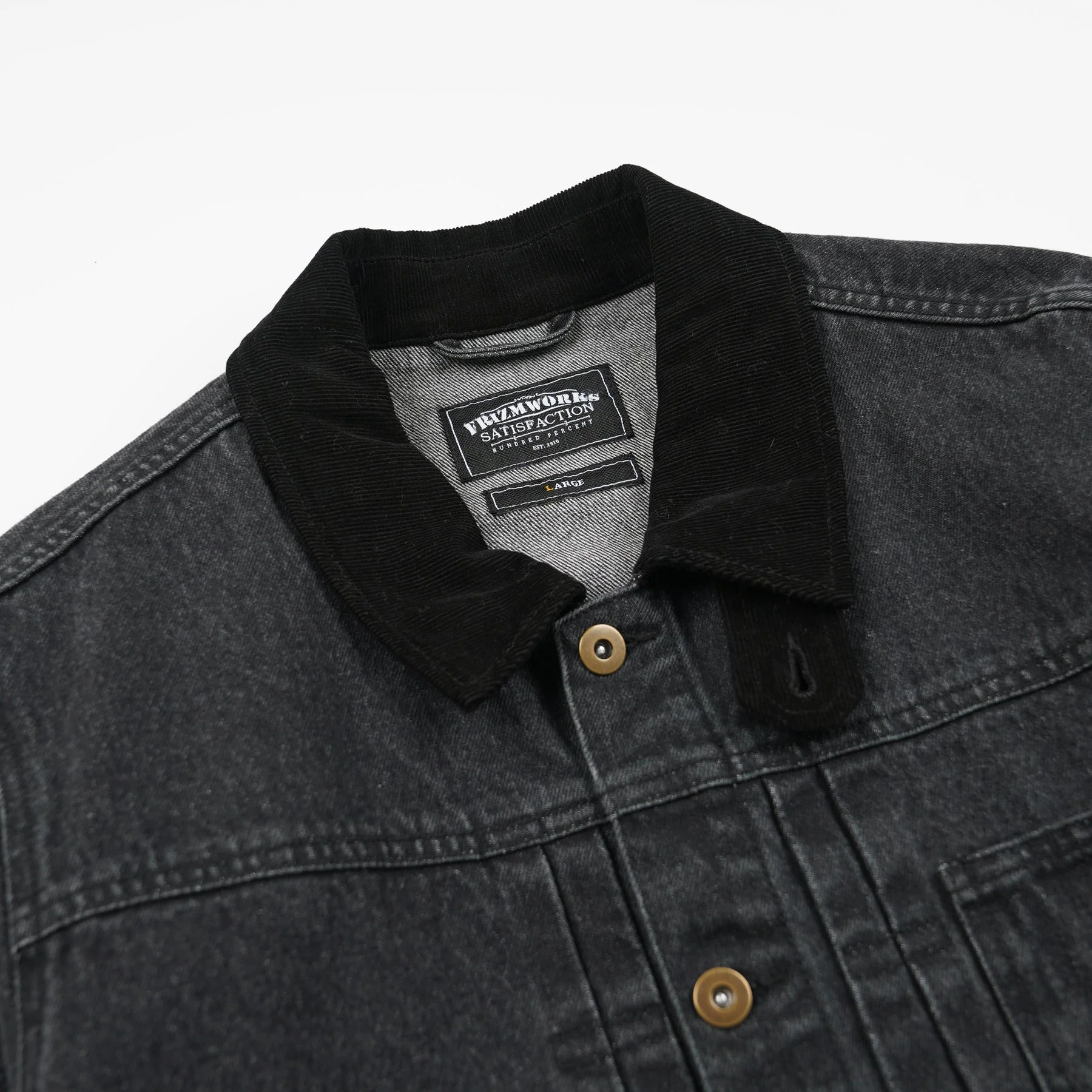 WASHED DENIM TRUCKER JACKET - BLACK - Image 3