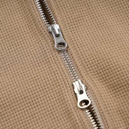 WAFFLE ZIP UP HOODIE - BEIGE - Image 6
