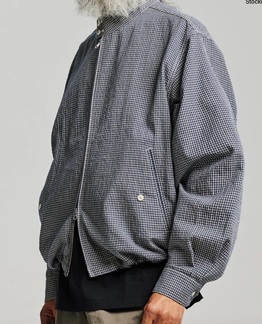 BUDDY CHECK HARRINGTON JACKET - SEA BLUE - Image 11