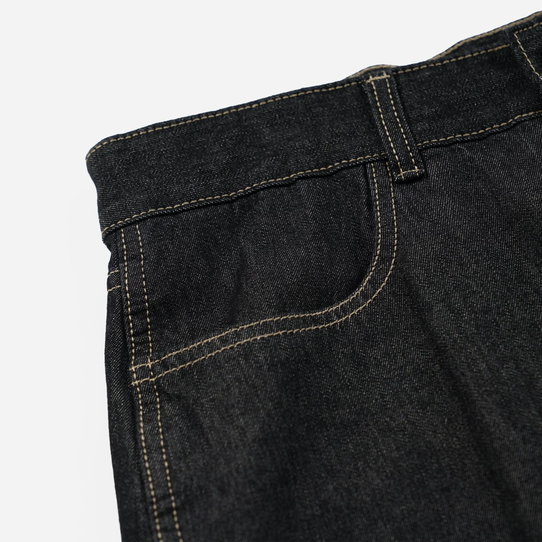 CURVED DENIM PANTS - BLACK - Image 5