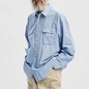 CIGARETTE POCKET TYPEWRITER SHIRT - SKY BLUE - Image 9