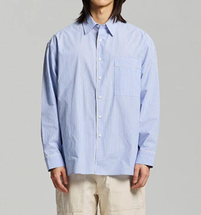 PAJAMA STRIPE SHIRT - BLUE - Image 5