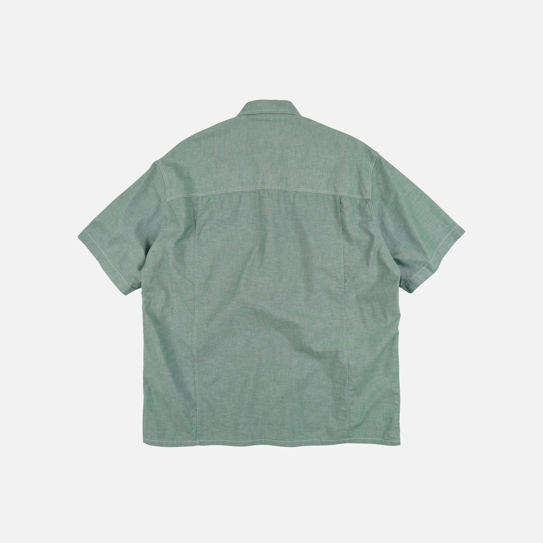 CHAMBRAY BIG POCKET HALF SHIRT - GREEN - Image 2