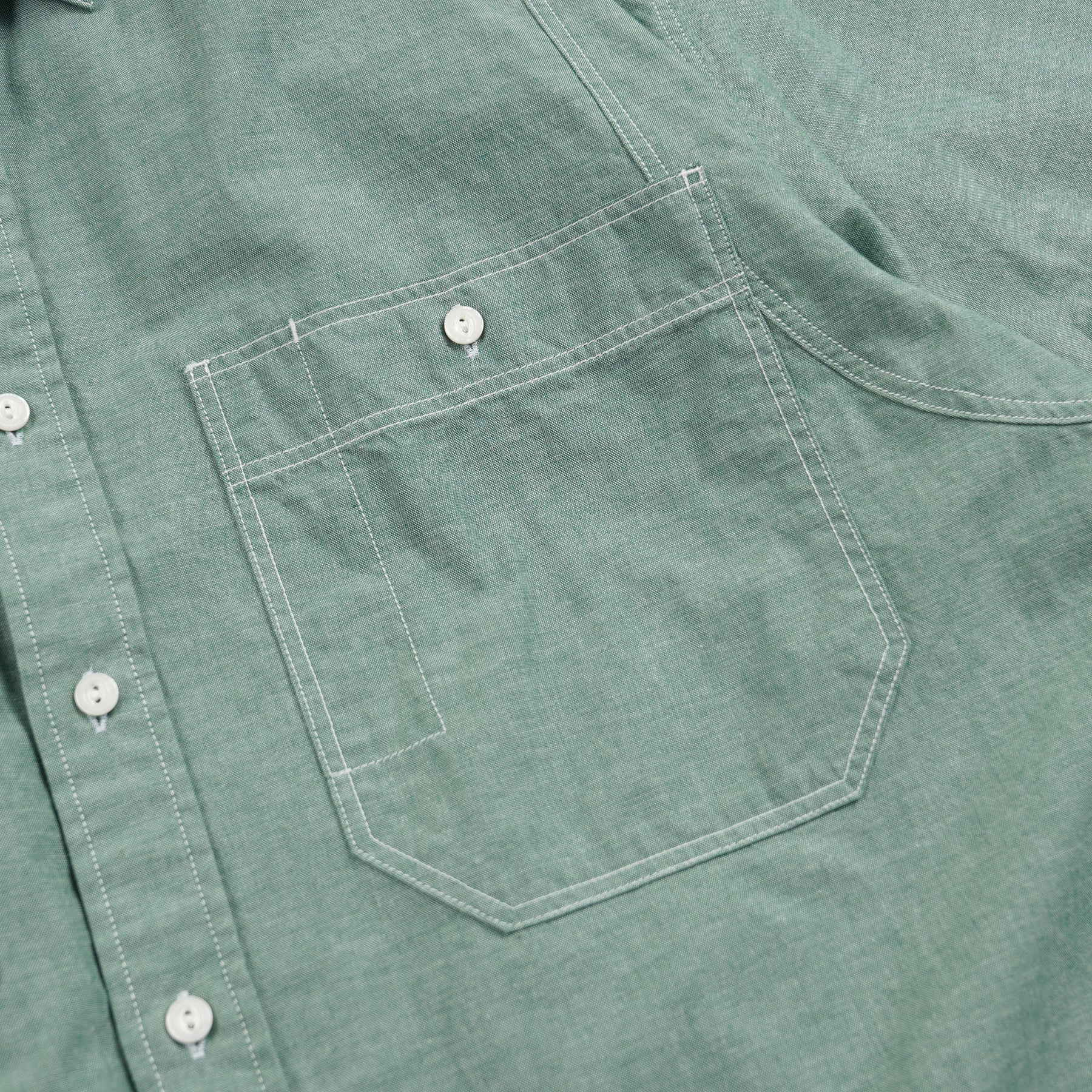 CHAMBRAY BIG POCKET HALF SHIRT - GREEN - Image 6