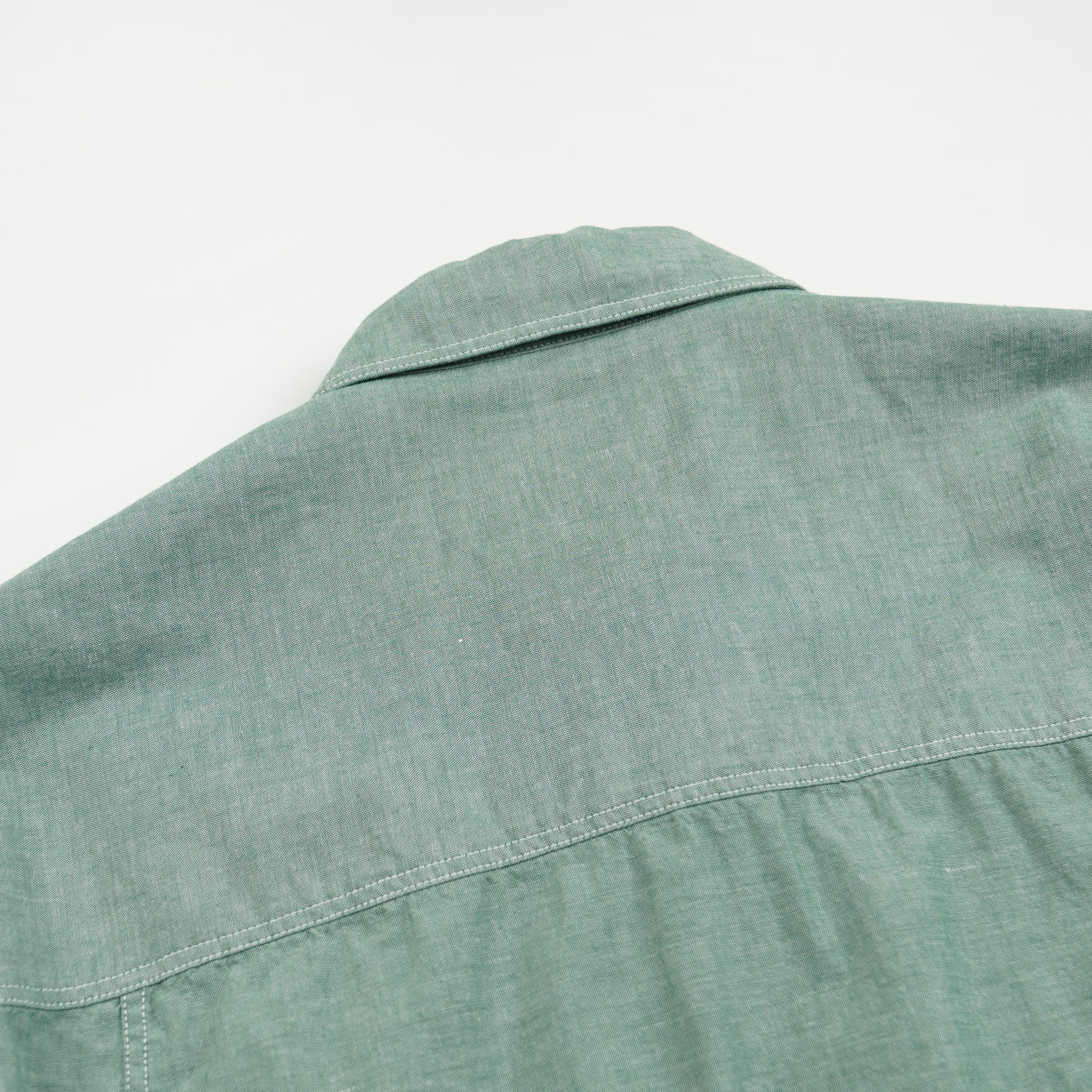 CHAMBRAY BIG POCKET HALF SHIRT - GREEN - Image 8