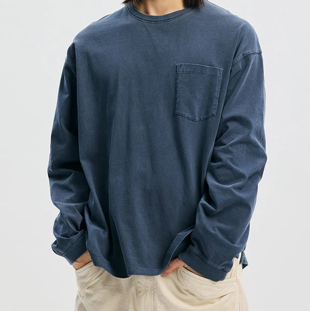 PIGMENT POCKET L/S T-SHIRT - BLUE - Image 3