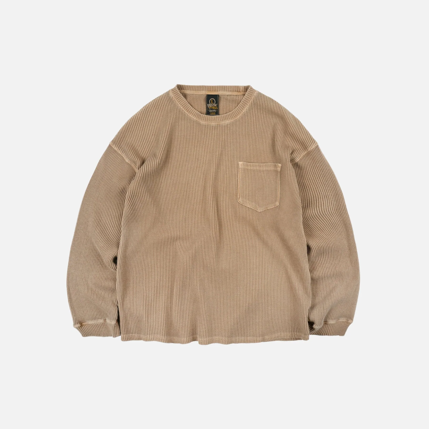 PIGMENT DYEING WAFFLE LS T-SHIRT - TAN