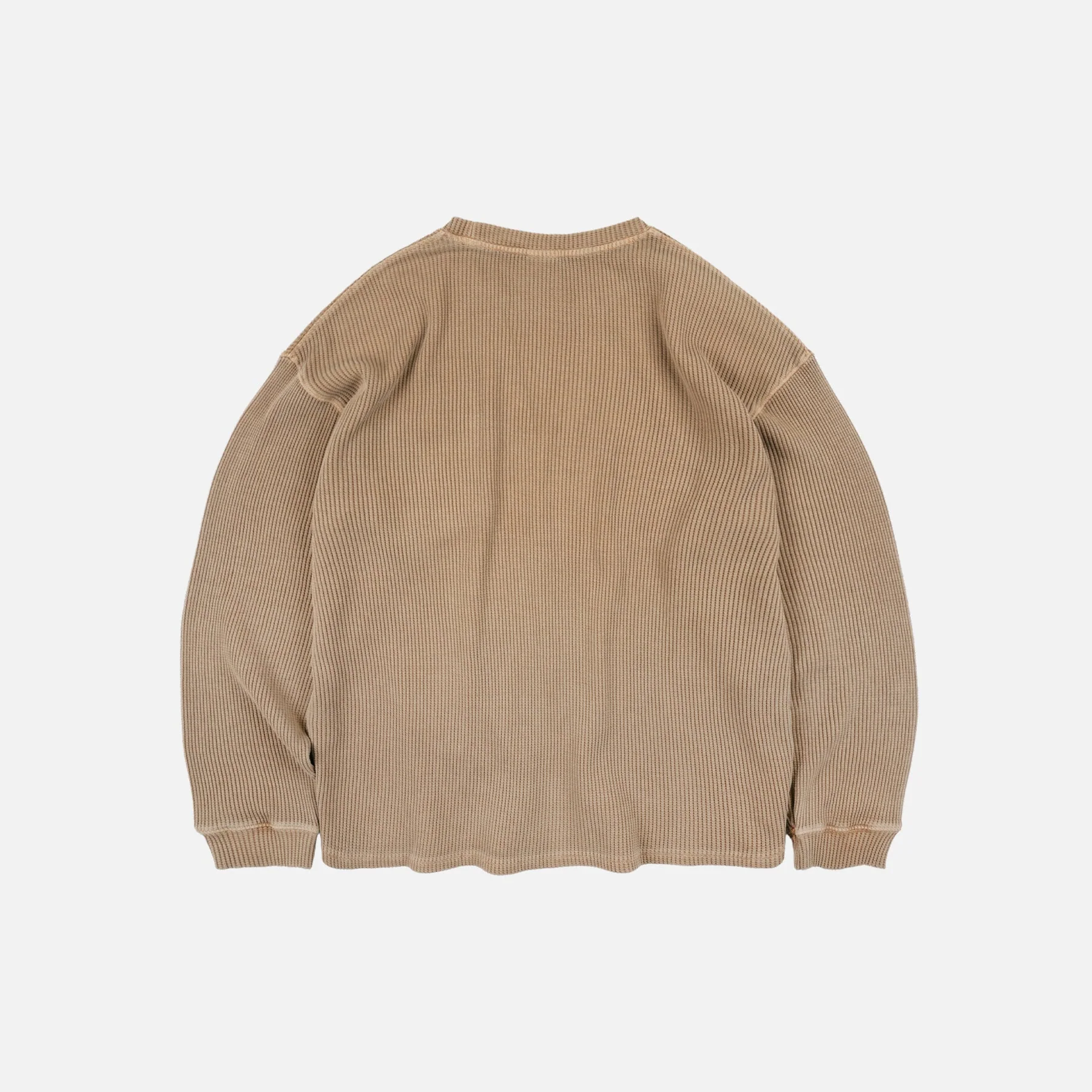 PIGMENT DYEING WAFFLE LS T-SHIRT - TAN - Image 2