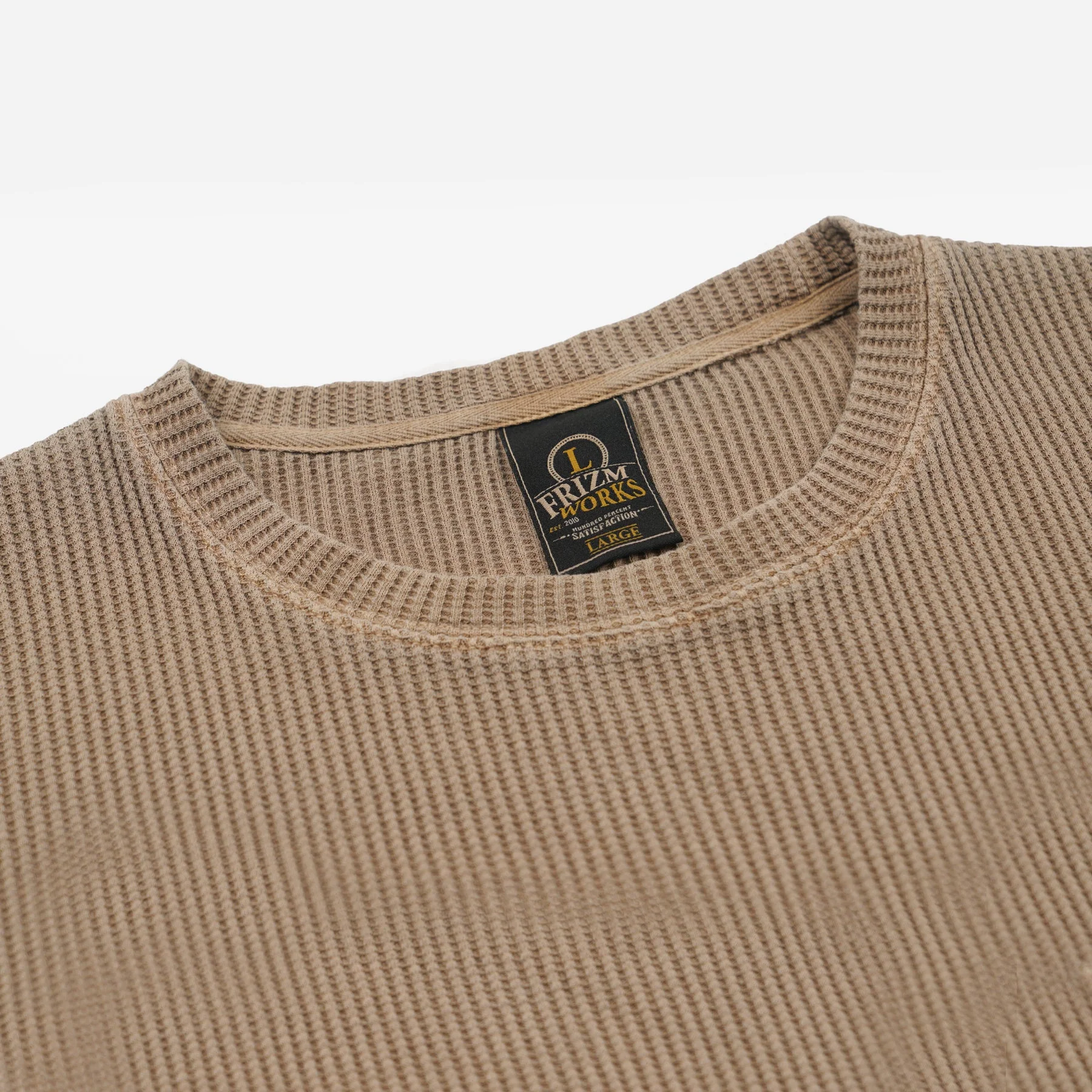 PIGMENT DYEING WAFFLE LS T-SHIRT - TAN - Image 3