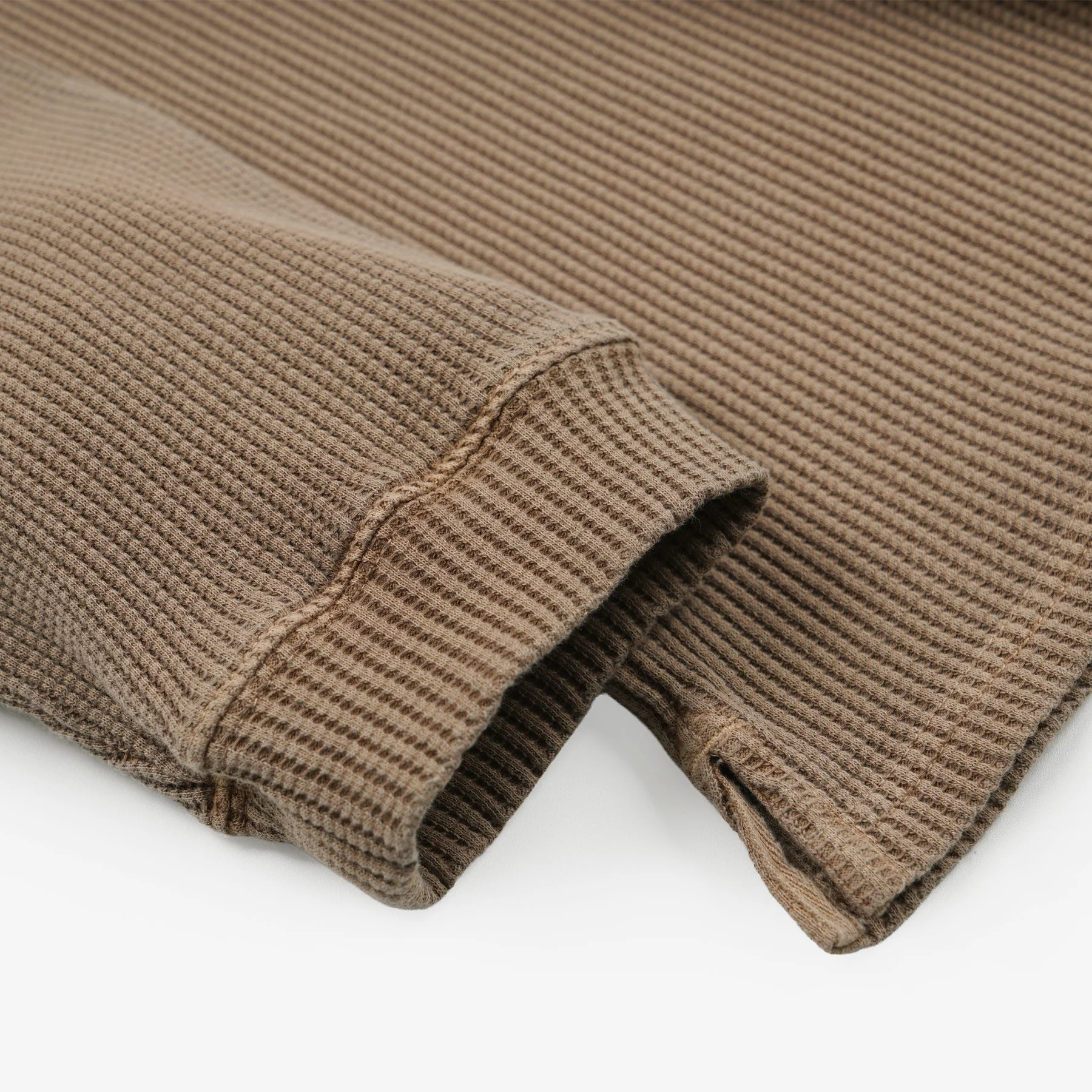 PIGMENT DYEING WAFFLE LS T-SHIRT - TAN - Image 4