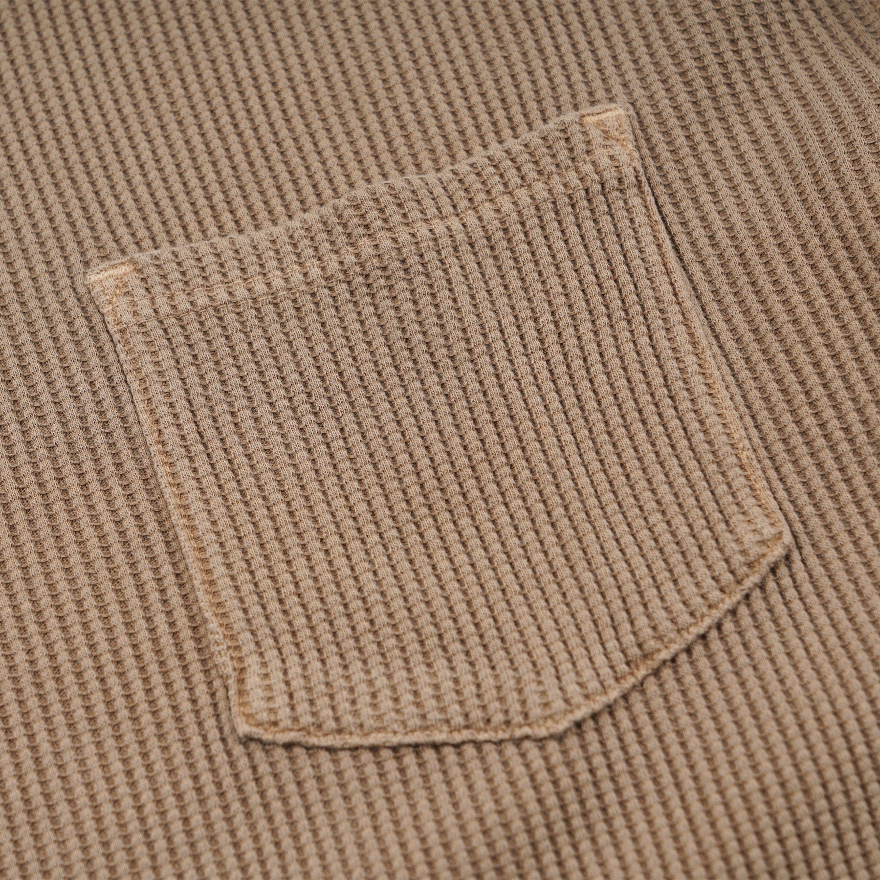 PIGMENT DYEING WAFFLE LS T-SHIRT - TAN - Image 5