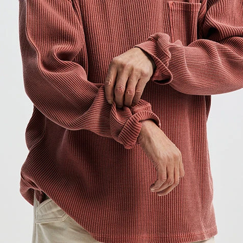PIGMENT DYEING WAFFLE L/S T-SHIRT - PINK - Image 7