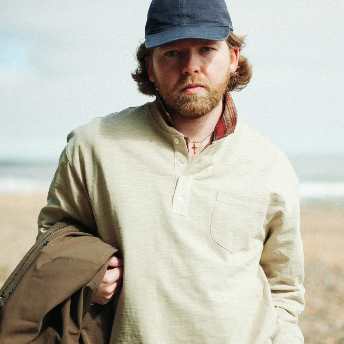 SLUB HENLEY L/S T-SHIRT - KHAKI BEIGE - Image 7
