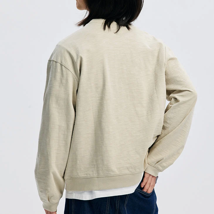 SLUB HENLEY L/S T-SHIRT - KHAKI BEIGE - Image 9